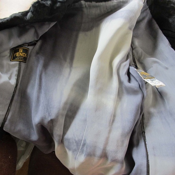 Fendi Black Rabbit Fur Short Jacket Top Size 42 Small Garment Bag Henry Hanger - Picture 8 of 10